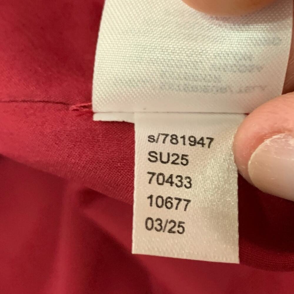 Loft Floral Side Tie Midi Pocket Dress 14P NEW Tiered Stretch Bodice Red Blue - Picture 10 of 10